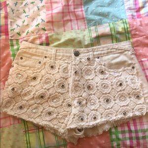 Free People Embellished Lace Shorts